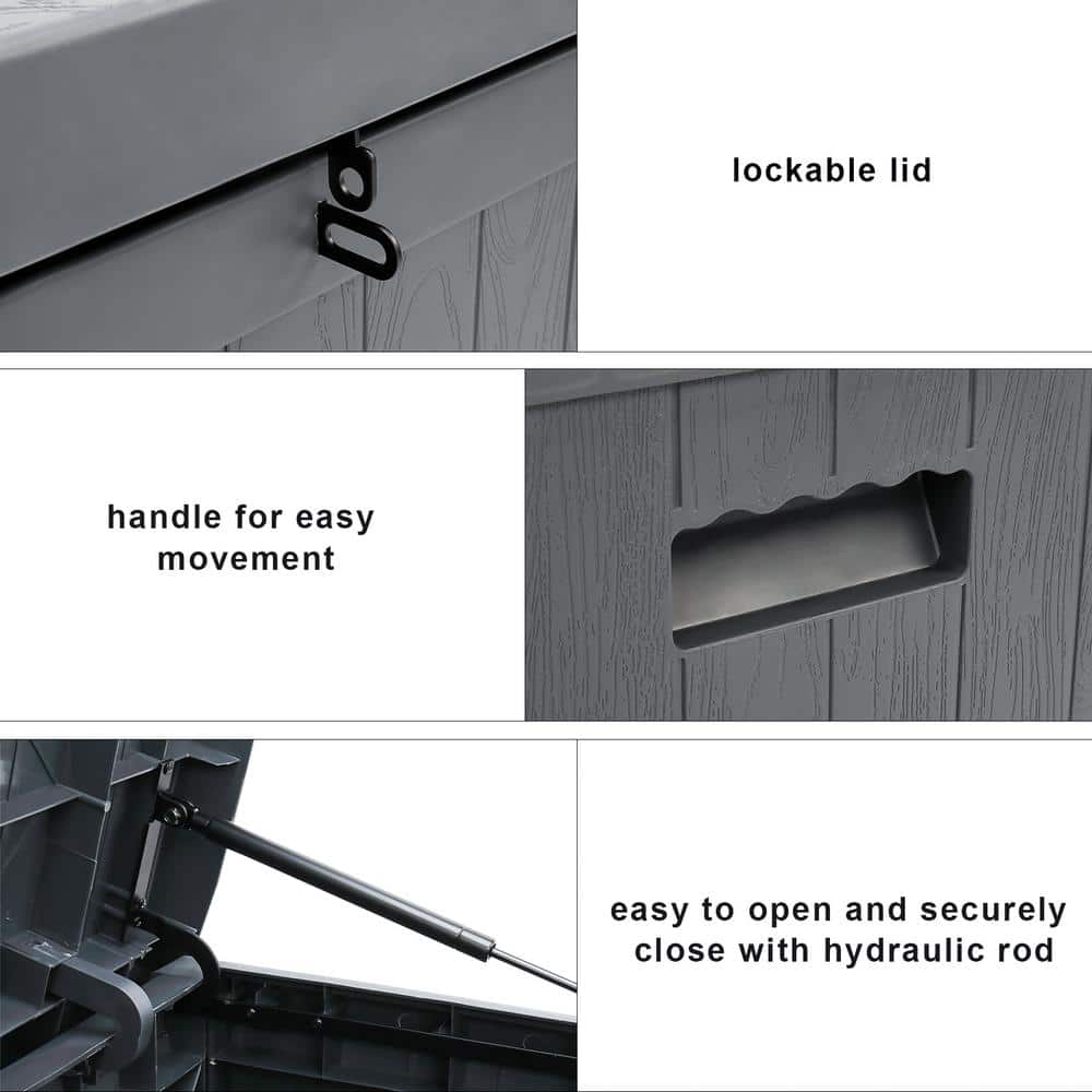 Gray Plastic Lockable Outdoor Deck Storage Box