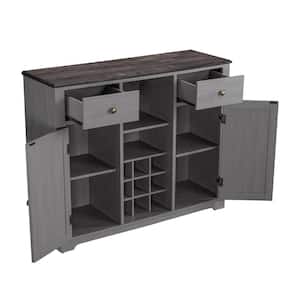 Gray Wood Bar Cabinet with Brushed Nickel Knobs