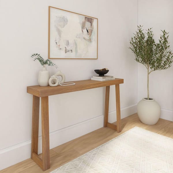 Classic 56 in. Pecan Rectangle Wood Console Table