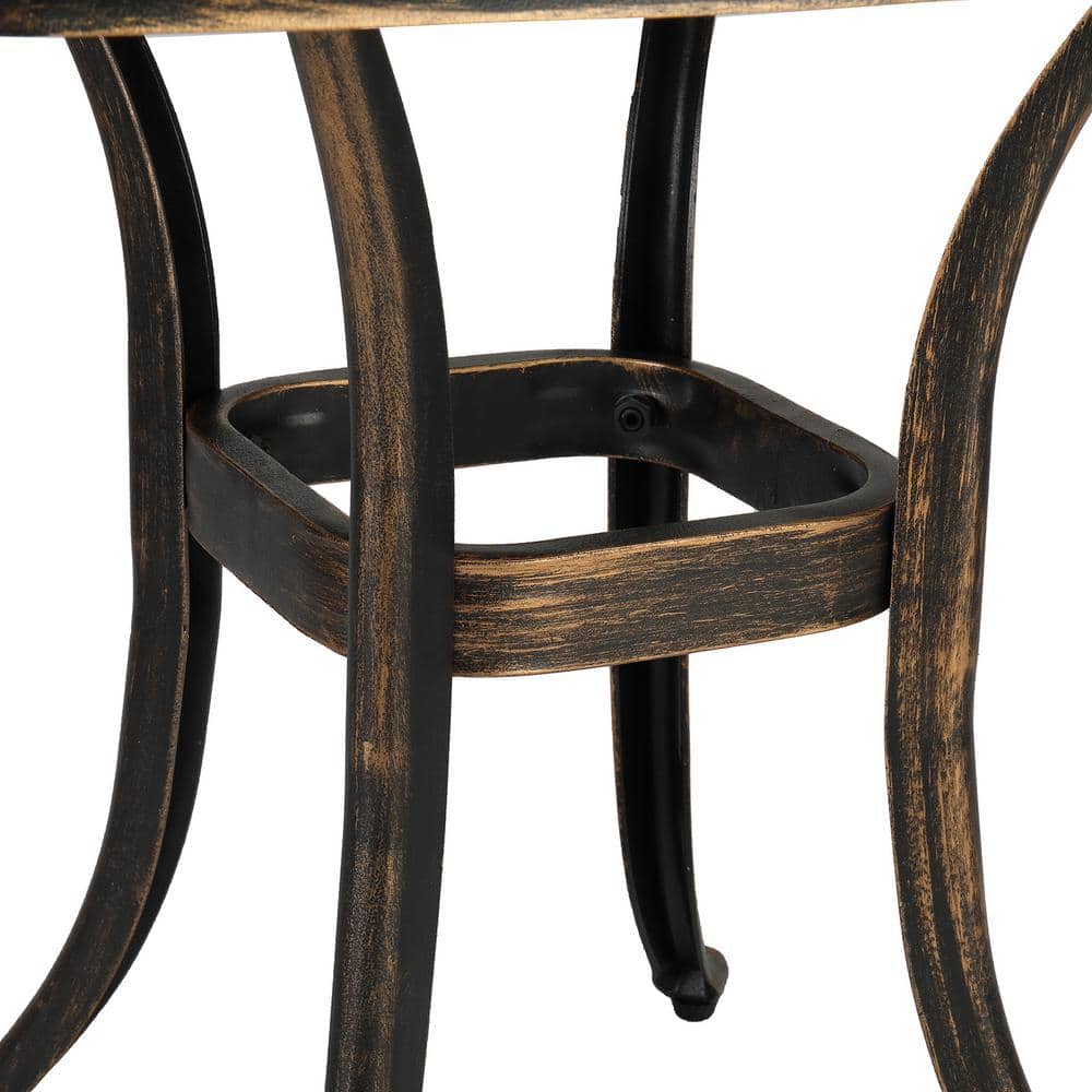 Bronze Square Aluminum Outdoor Side Table with Cut-Out Design