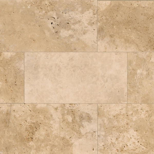 Tus. Beige 12 in. x 24 in. x 1.18 in. Rectangular Beige Natural Stone Tumbled Travertine Paver (2 sq. ft. Case)