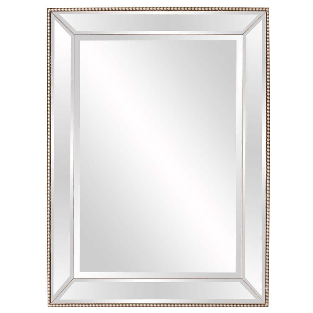 Elegant Roberto Rectangular Bronze & Silver Beaded Wall Mirror