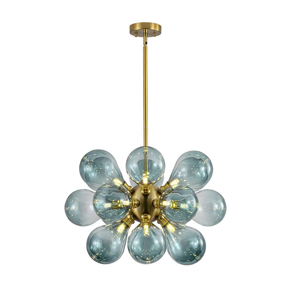 HUOKU Alma 18-Light Brass Cluster Dandelion Sputnik Chandelier