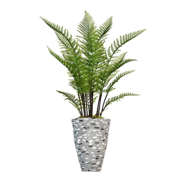 VINTAGE HOME Artificial Faux Real Touch 4.59 ft. Tall Fern Plant with Eco Planter