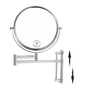 16.7in. W x 13 in. H Round Magnifying Height Adjustable 7X/1X Wall Mounted Bathroom Makeup Mirror in Chrome