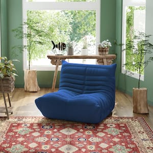 34.25 in. W Armless Teddy Velvet Modular Lazy Floor Sofa in Blue