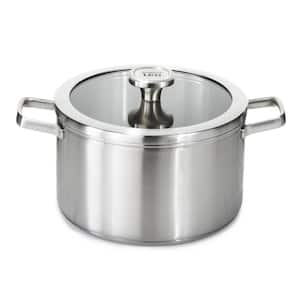 Graphite 10 in., 6.3 qt. 18/10 Stainless Steel Stockpot in Silver with Glass Lid