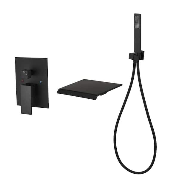 Single Handle 1-Spray Wall-Mount Tub Shower Faucet Handheld Bathtub Faucet in Matte Black
