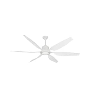 Titan II Wi-Fi 66 in. Indoor/Outdoor Pure White Smart Ceiling Fan and LED Light with Remote Control