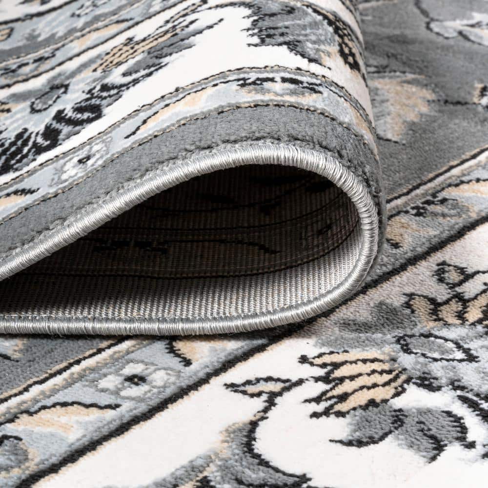 Cherie French Cottage Gray/Cream Synthetic Runner Rug