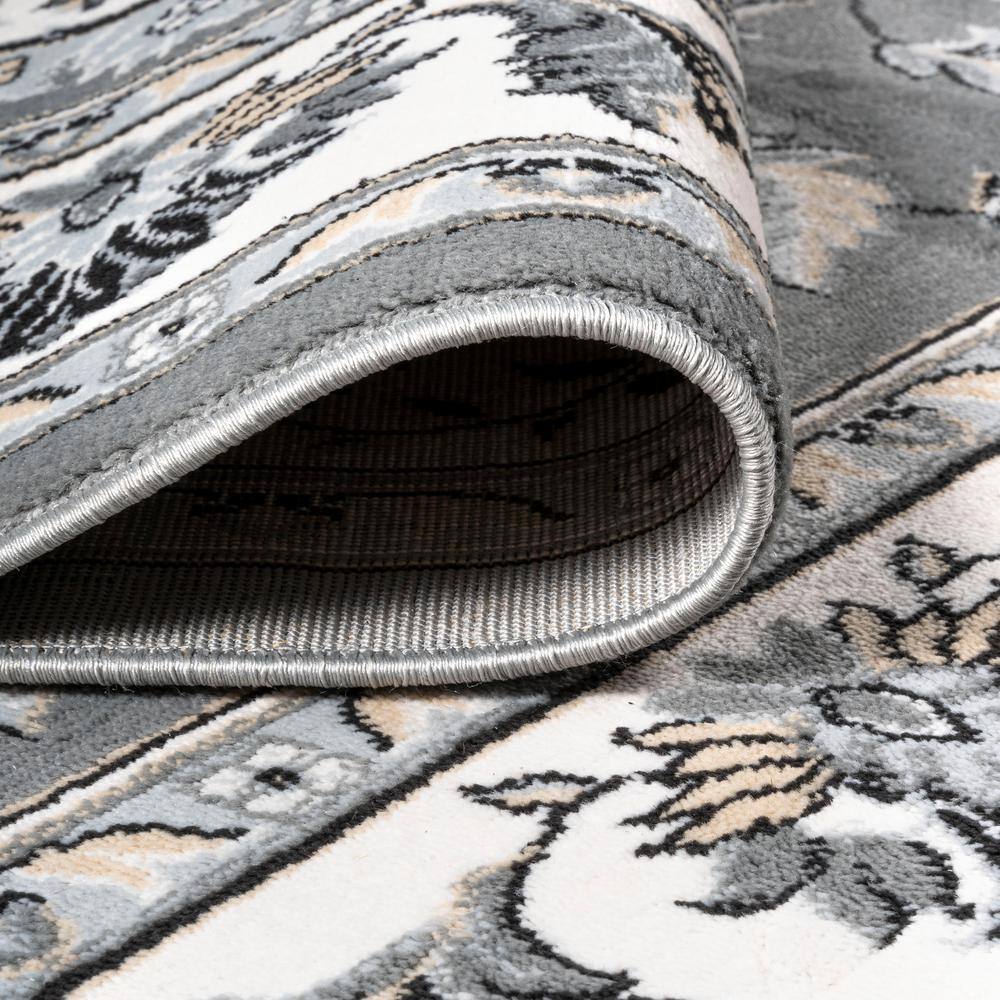Gray and Cream 4' x 6' Reversible Synthetic Area Rug