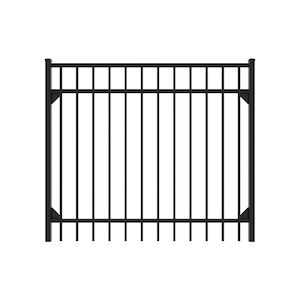 Athens 5 ft. W x 4 ft. H Gloss Black Aluminum Metal Flat Top Design Fence Walk Gate