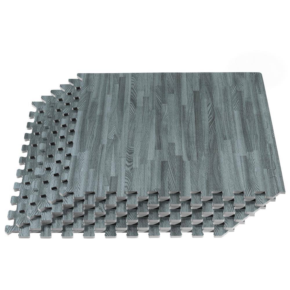 Slate Printed Wood Grain 24 in. x 24 in. x 3/8 in. Interlocking EVA Foam Gym Flooring Mat, (16 sq. ft.)(4 Tiles) price history on PriceWatchPro