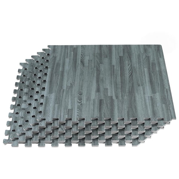 Slate Printed Wood Grain 24 in. x 24 in. x 3/8 in. Interlocking EVA Foam Gym Flooring Mat, (16 sq. ft.)(4 Tiles)