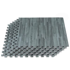 Slate Printed Wood Grain 24 in. W. x 24 in. x 3/8 in. Interlocking EVA Foam Gym Flooring Mat, (12 Tiles) 48 Sq. Ft.