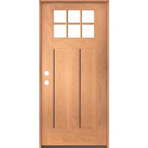 PINNACLE Craftsman 36 in. x 80 in. 6-Lite Right-Hand/Inswing Clear Glass Teak Stain Fiberglass Prehung Front Door