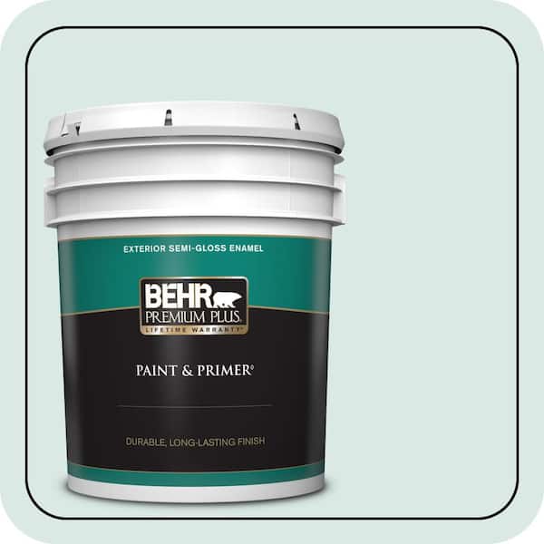 BEHR PREMIUM PLUS 5 gal. Home Decorators Collection #HDC-WR15-5 Arctic Flow Semi-Gloss Enamel Exterior Paint & Primer