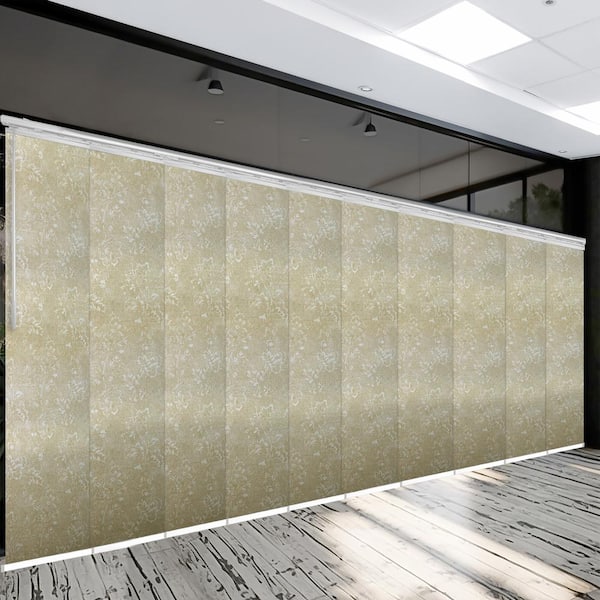 EMOH Viola 120 in. - 218 in. W x 94 in. L Adjustable 10-Panel White Double Rail Panel Track with 23.5 in. Slates