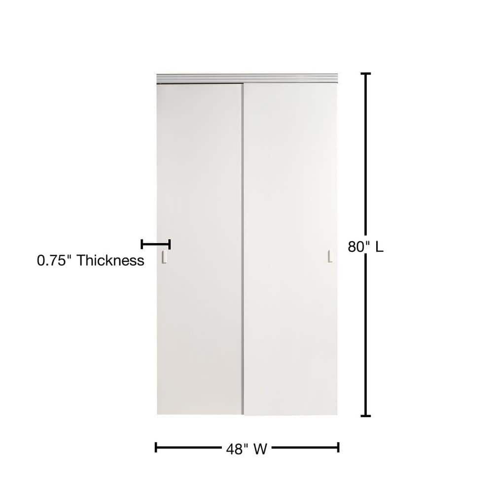 Solid Core Primed Sliding Closet Doors with Chrome Finish, 48" x 80"