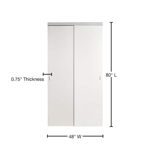 Smooth Flush Solid Core Primed Chrome Trim MDF Interior Closet Sliding Door
