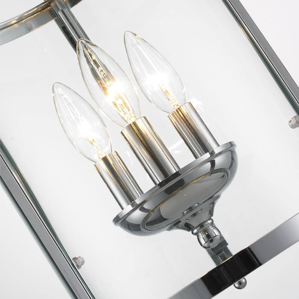 Chrome Finish 3-Light Glass Pendant Light