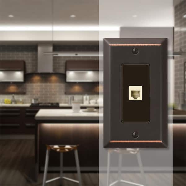 Metallic 1 Gang Phone Steel Wall Plate - Aged Bronze