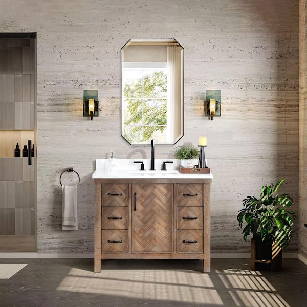 Javier 42 in. W x 22 in. D x 33.9 in. H Single Sink Bath Vanity in Antique Gray with White Grain Composite Stone Top
