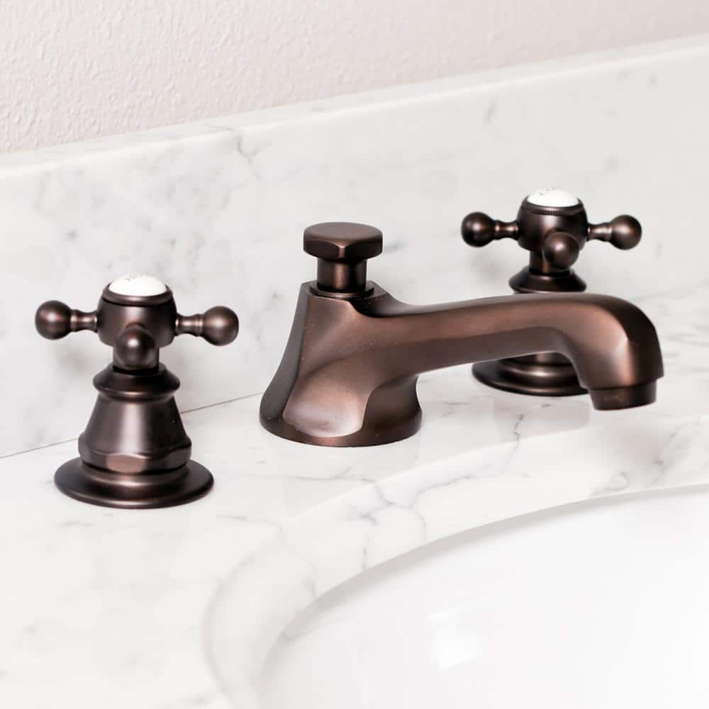 Oil Rubbed Bronze Widespread Bathroom Faucet with Cross Handles