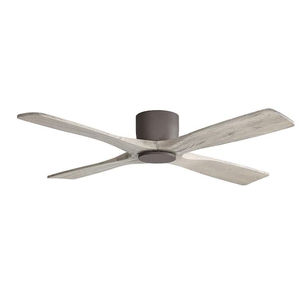 WINGBO 54 in. Charcoal Gray and White DC Flush Mount Indoor Ceiling Fan with Remote