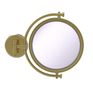 8 in. x 10 in. Round Framed Wall Mounted Make-Up Mirror 3X Magnification in Satin Brass