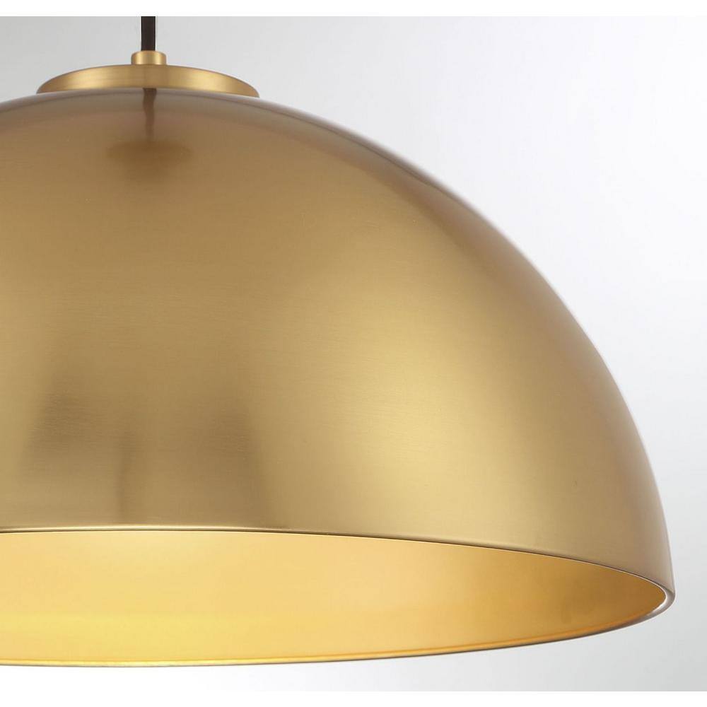 Natural Brass 1-Light Bowl Pendant with Vintage Styling