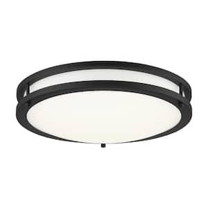 Vantage 15.75 in. 1-Light Black LED Flush Mount with Acrylic Diffuser