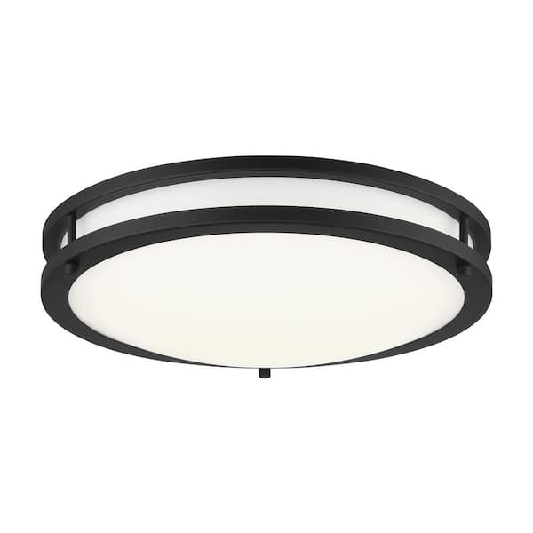 Minka Lavery Vantage 15.75 in. 1-Light Black LED Flush Mount with Acrylic Diffuser
