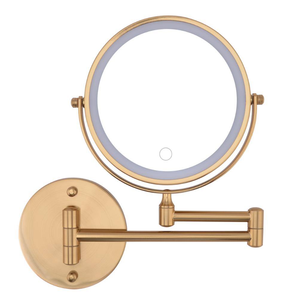 8.1 in. W x 7.3 in. H Small Round 2-Side 1X/10X Magnifying Telescopic Bathroom Wall Makeup Mirror in Gold price history on PriceWatchPro