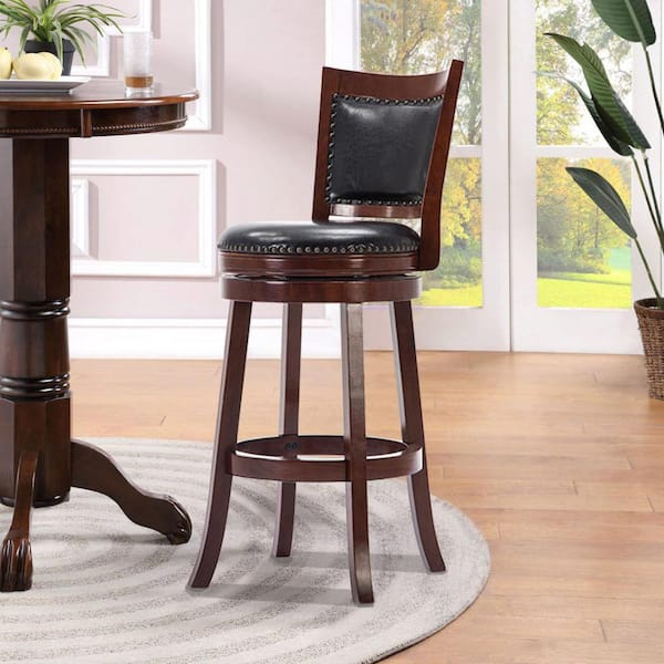 Bristol 29 in. Cherry Swivel Cushioned Bar Stool
