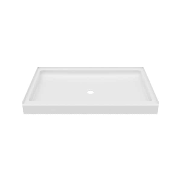 Veritek 34 in. x 54 in. Single Threshold Center Drain Shower Pan in White