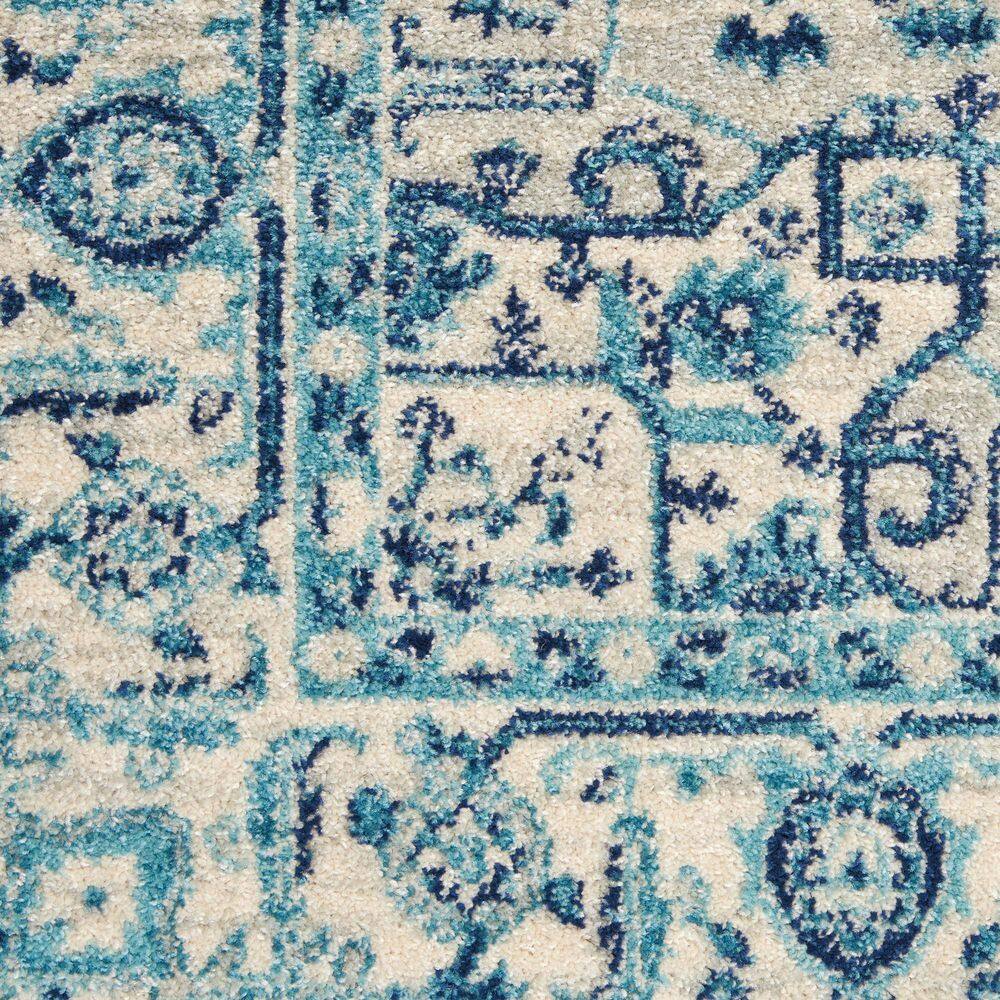 Ivory and Navy Synthetic 5' x 7' Rectangular Area Rug