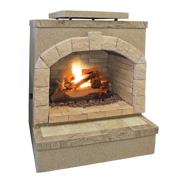 Cal Flame 59 in. Tile and Stucco Propane Gas Outdoor Fireplace