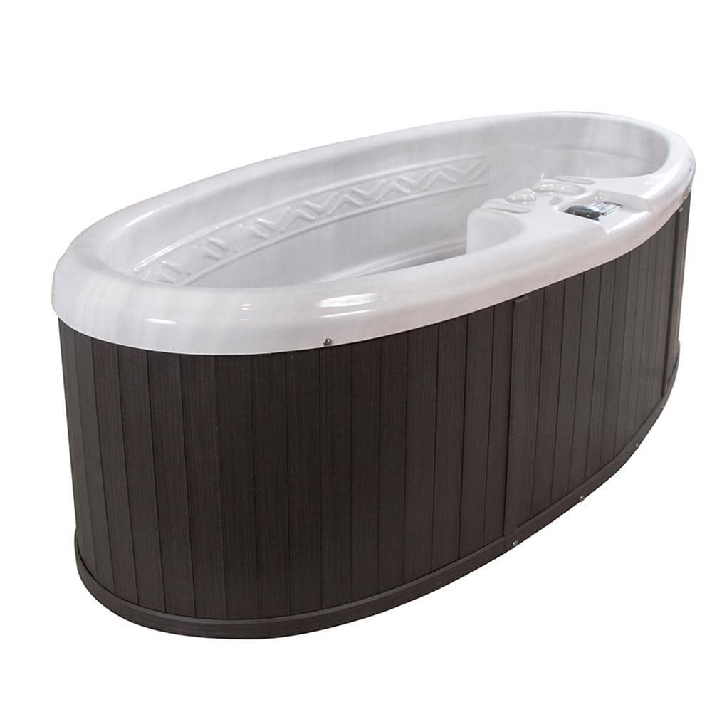 Gray Oval 2-Person Resin Plug and Play Hot Tub