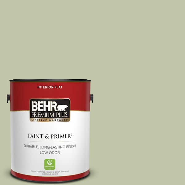 BEHR PREMIUM PLUS 1 gal. #PPU10-08 Minted Lemon Flat Low Odor Interior Paint & Primer