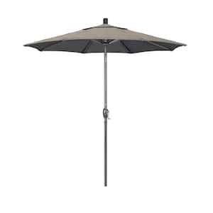 7.5 ft. Grey Aluminum Market Push Button Tilt Crank Lift Patio Umbrella in Spectrum Dove Sunbrella