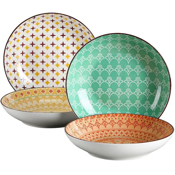 vancasso Series Tulip 4-Pieces Dessert Plate Porcelain Vintage Look Multi-Colored Set Salad/Fruit/Snack Plate.