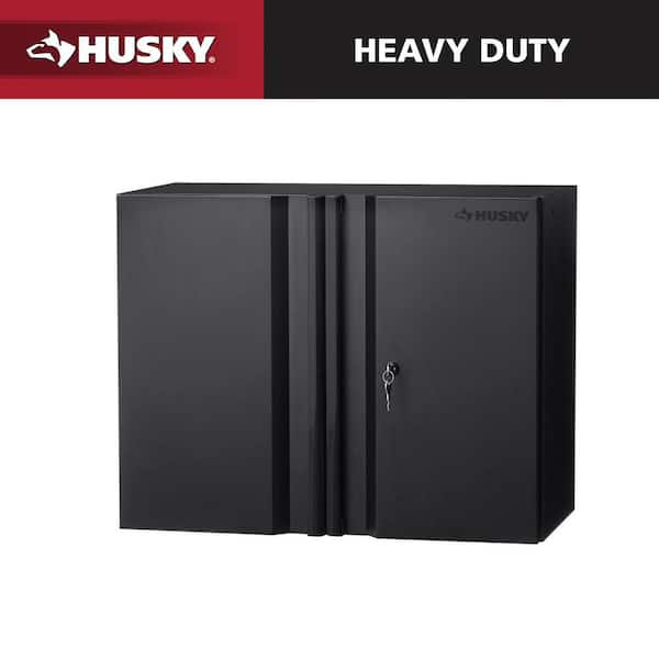 28 in. W x 22 in. H x 14 in. D Heavy Duty Welded 19-Gauge Steel 1-Piece Garage Storage System Wall Cabinet in Black