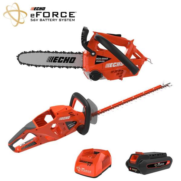 ECHO V-CADHAA eFORCE 12 in. 56-Volt Cordless Battery Chainsaw and Hedge Trimmer Combo Kit with 2.5Ah Battery and Charger (2-Tool) - 1