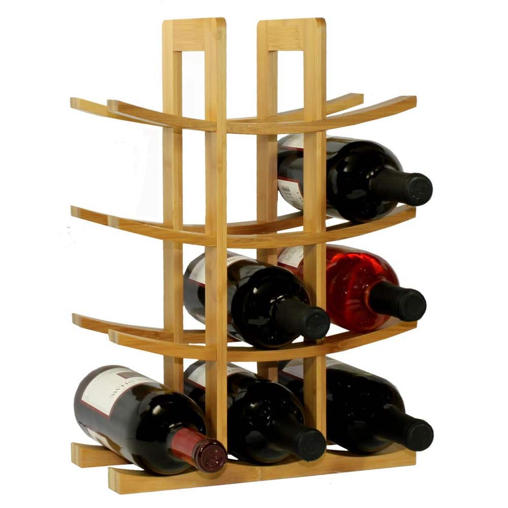 Natural Bamboo 12-Bottle Countertop Wine Rack
