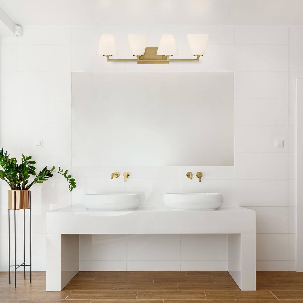 Palmyra Brushed Gold 4-Light Tapered Vanity Bath Light