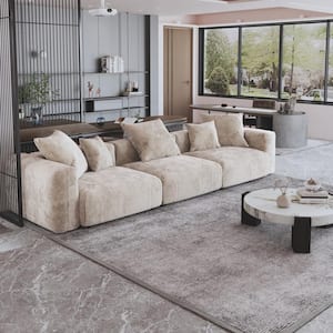 141.71 in. Square Arm Corduroy Velvet 3-Pieces Modular Free Combination Sectional Sofa in Beige