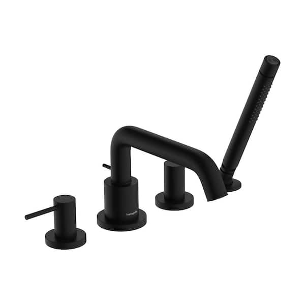 Tecturis S 2-Handle Deck-Mount Roman Tub Faucet in Matte Black Valve Not Included