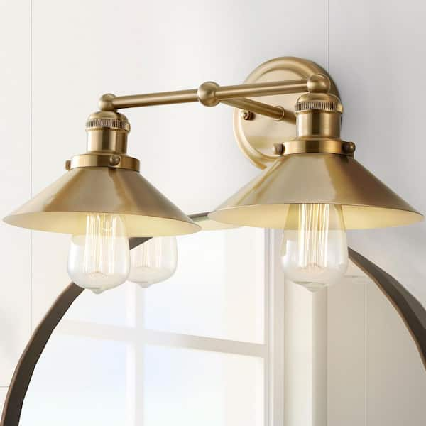 JONATHAN Y August 17.5 in. 2-Light Metal Brass Gold Vanity Light