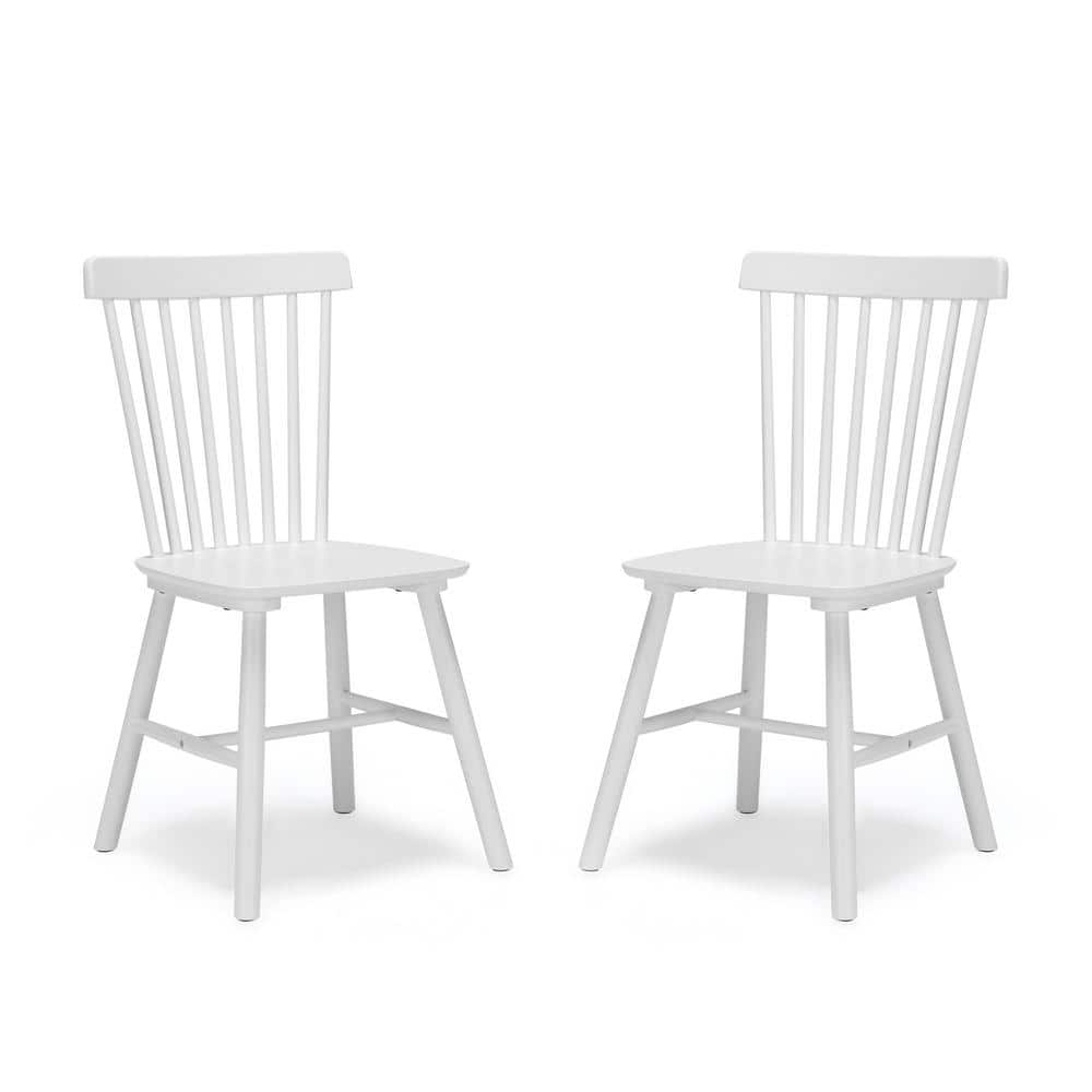 White High Back Windsor Wood Side Chairs, Set of 2